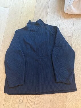 Zara Navy Ribbed Mock Neck Sweater